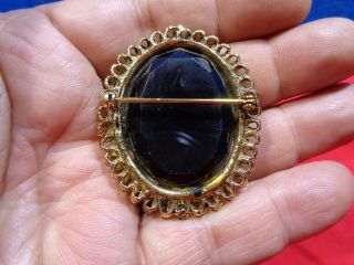 Vintage Cameo Mourning Jewelry Pin Brooch & Earrings 3