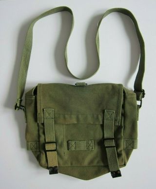 Vintage Military Army Green Canvas Satchel Messenger Shoulder Bag Purse