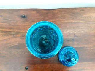 L E Smith Canister Glass Moon & Stars Blue With Lid 9 1/4 