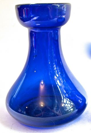 Vintage Hand Blown Cobalt Blue Hyacinth Flower Bulb Forcing Vase Rough Pontil