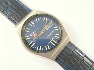 Vintage Seiko 5 Automatic Blue Dial Day - Date Japan Made Men 