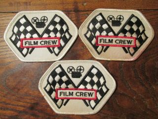 3 Vintage Film Crew Checked Race Flags Reel To Reel Film Projector Patches