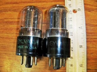 2 Strong Sylvania Black Plate Solid Bottom D Getter 6sn7gt Tubes