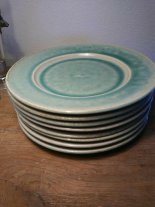 Set Of 8 Jars - France Tourron Jade Green 8 1/2 " Vintage Luncheon Plates