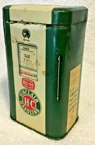 Vintage HC Sinclair RD - 119 Tin Can Coin Bank Sign Pump Station Service Gasoline 2