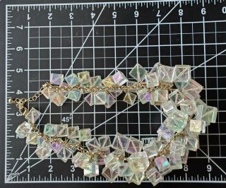 Vintage Style STATEMENT Chunky AB Cube Faux Crystal Lucite Cluster Necklace W195 3