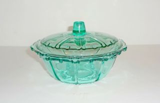 Vintage Mid Century Aqua Blue Candy Dish With Lid