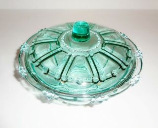 Vintage Mid Century Aqua Blue Candy Dish with Lid 2