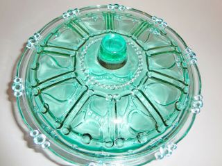 Vintage Mid Century Aqua Blue Candy Dish with Lid 8