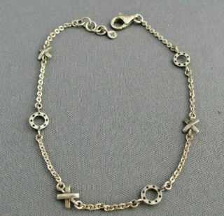 Vintage Silpada Sterling Xo Hugs Kisses Chain Link Charm Tennis Bracelet