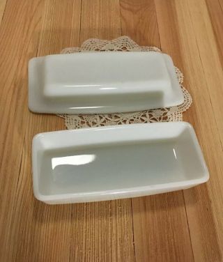 Vintage 1970 ' s Pyrex Snowflake Garland Blue Milk Glass Butter Dish w/ Cover 3