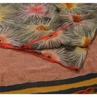 Sanskriti Vintage Saree Pure Georgette Silk Woven Printed Sari Craft Fabric