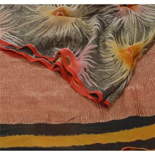 Sanskriti Vintage Saree Pure Georgette Silk Woven Printed Sari Craft Fabric 2