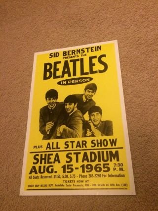 1965 Vintage Sid Bernstein Beatles Shea Stadium Concert Adv Poster