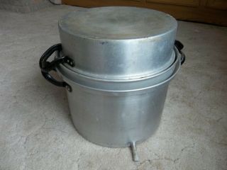 Vintage Aluminum Kettle 3 Piece Canning Colander Strainer Juicer