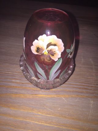 Vintage fenton fairy lamp hand painted And Signed by c.  griffiths 2