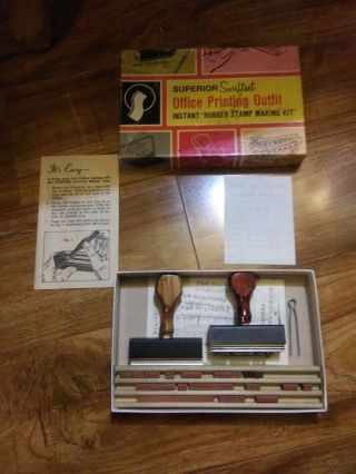 Vintage Superior Swiftset Rubber Stamp Making Kit Letters Number Bought In 1981