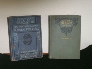 2 Antique Science Text Books: Applied Physiology 1910 & Pathways In Science 1932