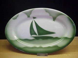 Vintage Jackson China Airbrush Sailboat Restaurant Ware Platter