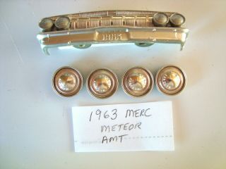 Vintage Amt Front Bumper & Hubcaps For 1963 Mercury Meteor 1/25 3 - In - 1