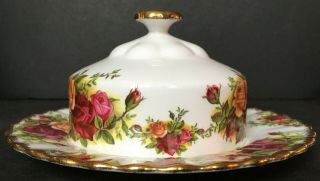Vintage Royal Albert Old Country Roses Round Butter Dish England First Quality