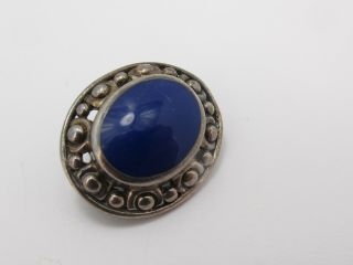 Vintage Sterling Silver 925 & Lapis Lazuli Arts & Crafts Design Brooch Pin 3