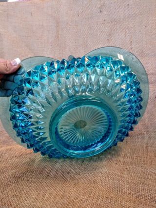 Vintage Fenton Art Glass Basket Colonial Blue 13 