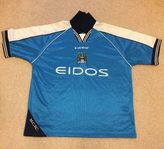 Manchester City Vintage Eidos Le Coq Sportif 42 - 44 " Football Shirt 1999 - 2000