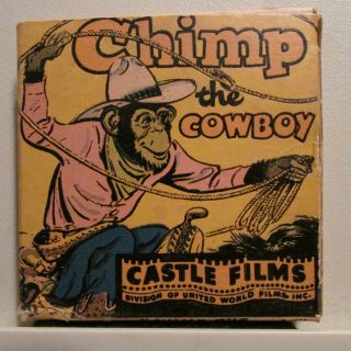 Vintage,  Castle Films; " Chimp The Cowboy " Home Movie " Movie,  8mm,  3 Inch.  Reel