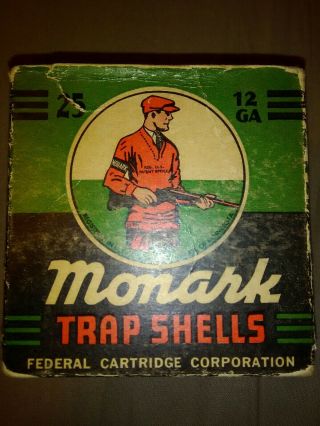 Vintage Federal Monark 12 Gauge Shotgun Cartridge Shell Box Empty