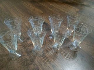 Set of Eight Fostoria Corsage Vintage Etched Glass Footed Ice Tea Glasses 4