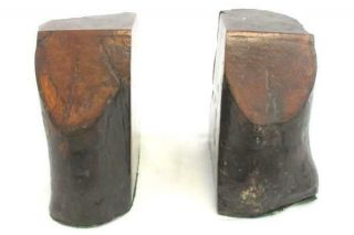 Vintage Burl Wood Bookends Glazed Felt Bottom
