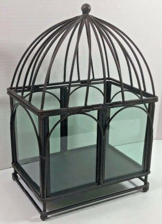 Table Top Greenhouse/terrarium/planter/display - Vintage Style - Metal & Glass Brown