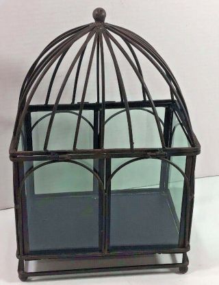 Table Top Greenhouse/Terrarium/Planter/Display - Vintage Style - Metal & Glass Brown 5