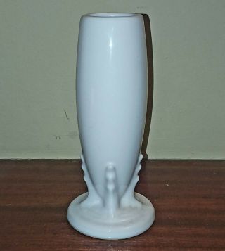 Vintage White Gloss Glazed Fiesta Ware Bud Vase Fiestaware By Homer Laughlin 6.  2