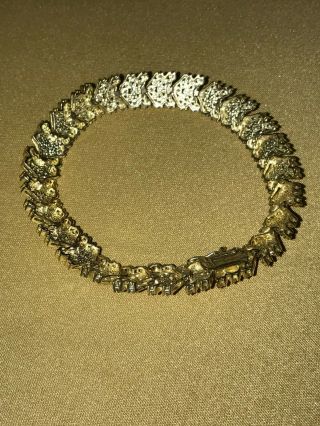 THAI FAS STERLING SILVER BRACELET WITH DIAMOND CHIPS.  VINTAGE 5
