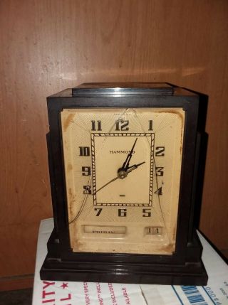 Vintage Hammond 1930s Art Deco " Skyscraper " Day/date Bakelite Electric Clock