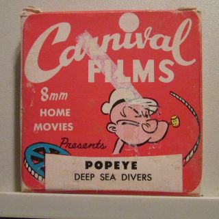 Vintage,  Carnival Films.  " Popeye Deep Sea Divers " Home Movie ",  8mm,  3 Inch.  Reel
