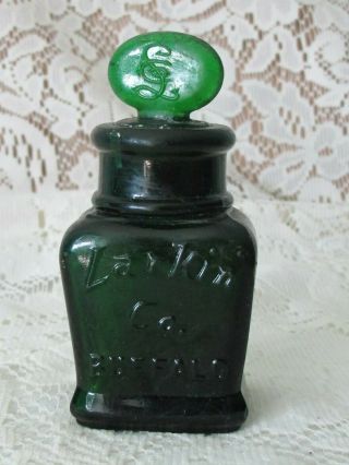 Vintage Dark Emerald Green Larkin Soap Co.  Glass Bottle W/ Stopper Buffalo