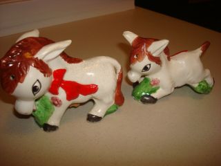 Vintage Little Ponies Ceramic Salt Pepper Shakers Pony Horses Made In Japan