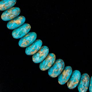 VTG Silver Plated - 10mm Turquoise Stone Bead Strand 18.  5 