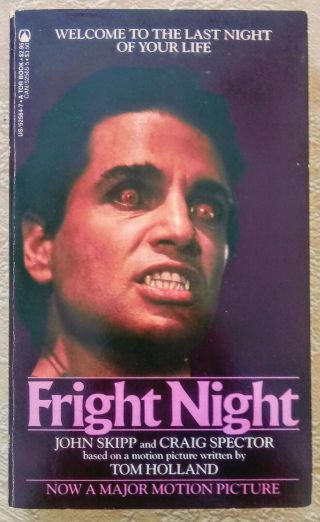 1985 1st Printing Fright Night John Skipp/craig Spector Horror Movie Paperback