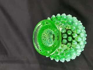 Vintage Fenton Green Emerald Opalescent Art Glass Hobnail Rosebowl Vase 4 1/2 
