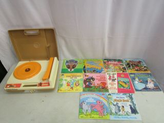 Vintage 1978 Fisher - Price Record Player With 10 Records (disney & More)