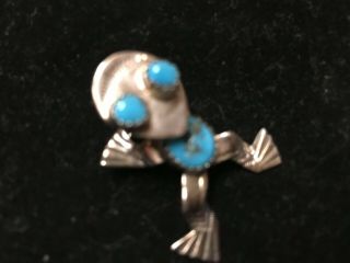Vintage Sterling Silver & Turquoise Frog Pin Brooch & Pendant,  Charming