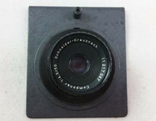Vintage Schneider Kreuznach 50mm F4.  5 Componar Enlarging Lens On Mounting Board