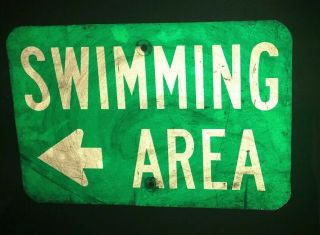 Vintage - Swimming Area Green Sign Aluminum Indoor Outdoor Metal Sign 18”x12”