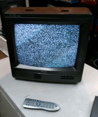 Vintage Rca Xl - 100 Television Tv 13 " Wood Grain With Remote Conversion Box