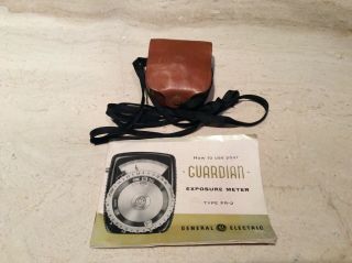 Vintage Ge Guardian Exposure Meter Type Pr 2 W/case And Booklet.  Fast/free Ship