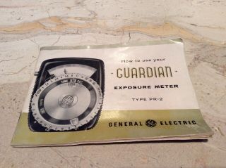 Vintage GE Guardian Exposure Meter Type PR 2 w/Case and Booklet.  Fast/free Ship 5